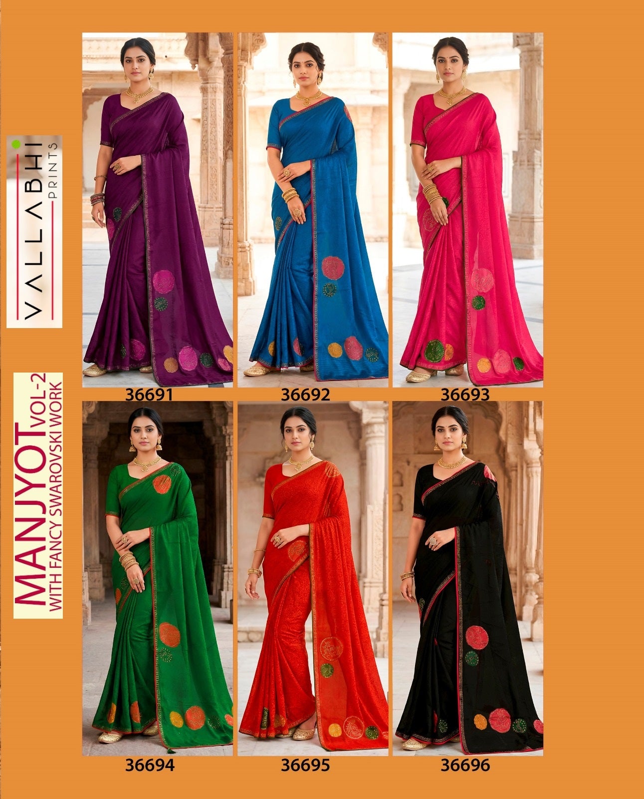 Manjyot Vol 2 Vallabhi Prints Brasso Sarees Supplier Ahmedabad