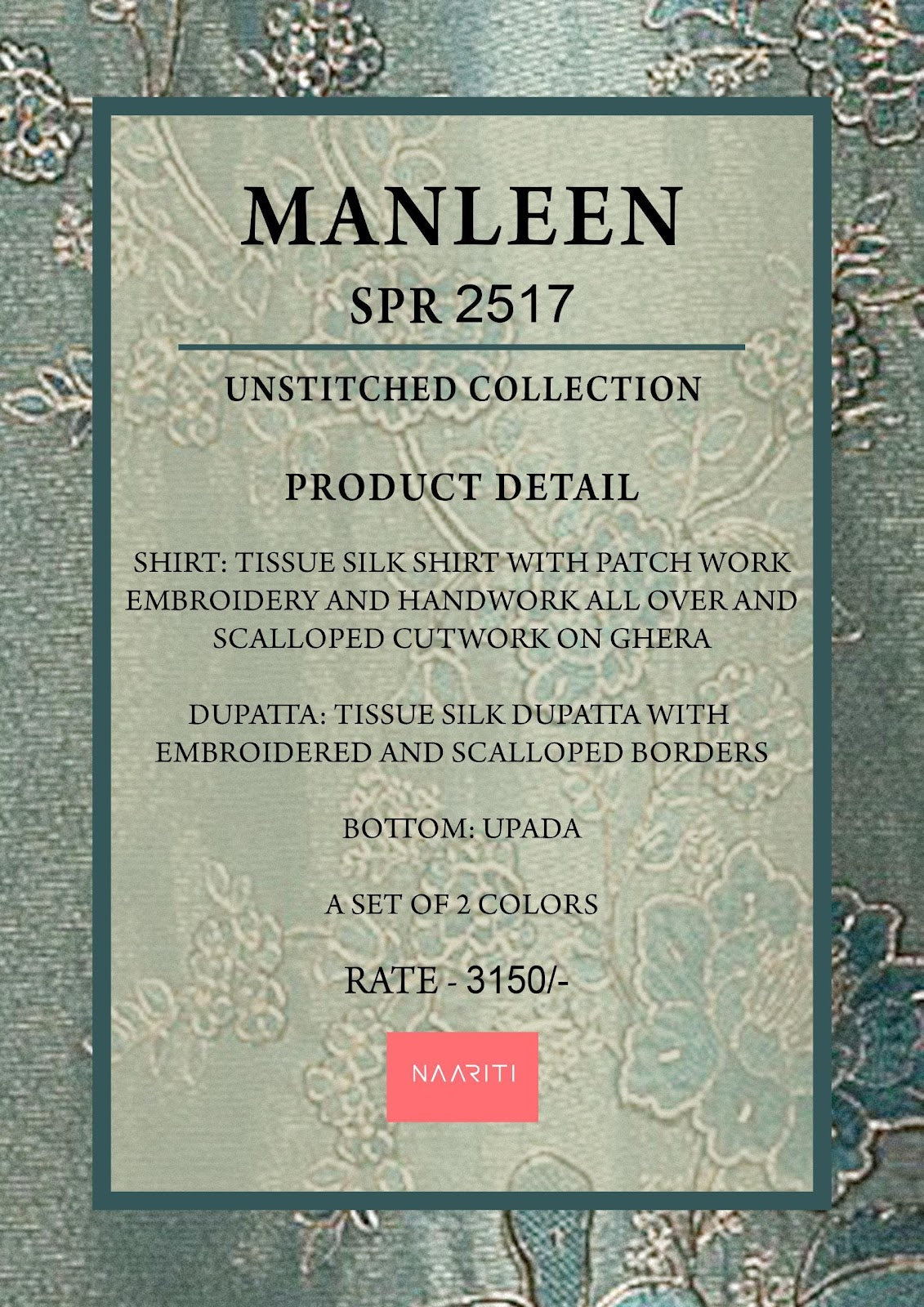 Manleen Naariti Tissue Silk Pant Style Suits Supplier Ahmedabad