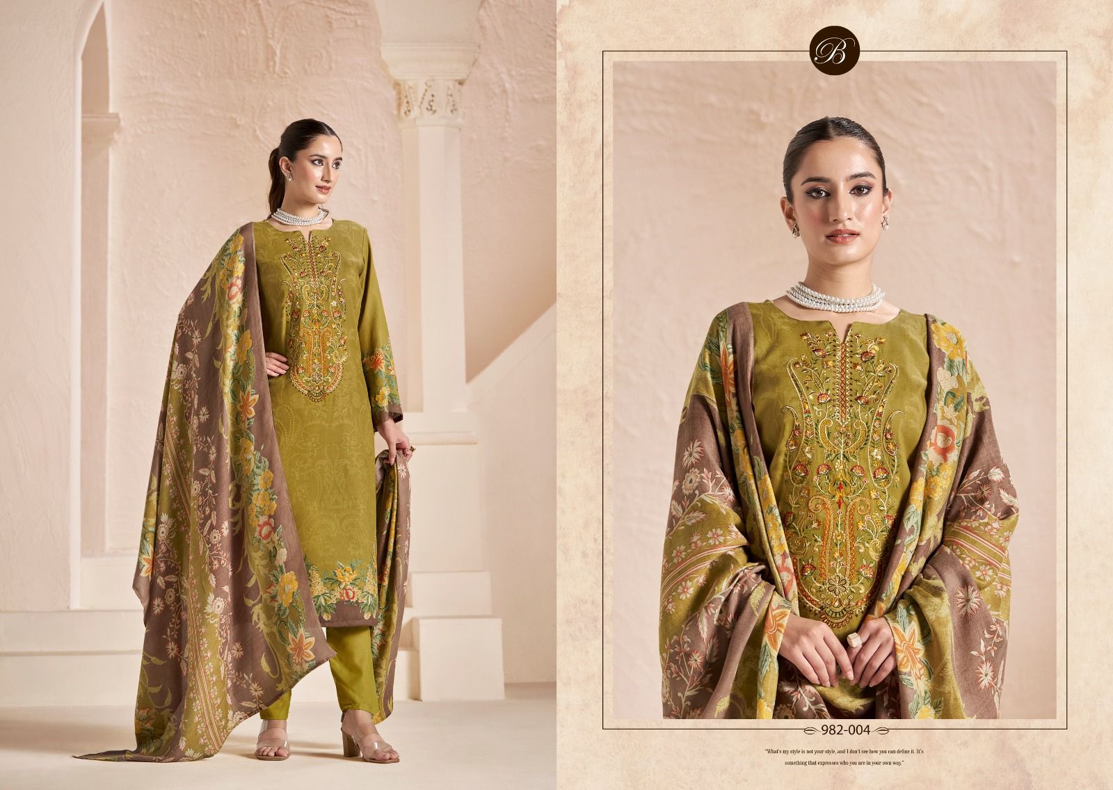 Mannat Belliza Designer Studio Viscose Karachi Pashmina Salwar Suits Exporter