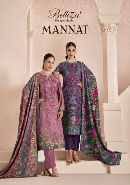 Mannat Belliza Designer Studio Viscose Karachi Pashmina Salwar Suits Exporter