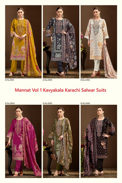 Mannat Vol 1 Kavyakala Cotton Karachi Salwar Suits Manufacturer Ahmedabad