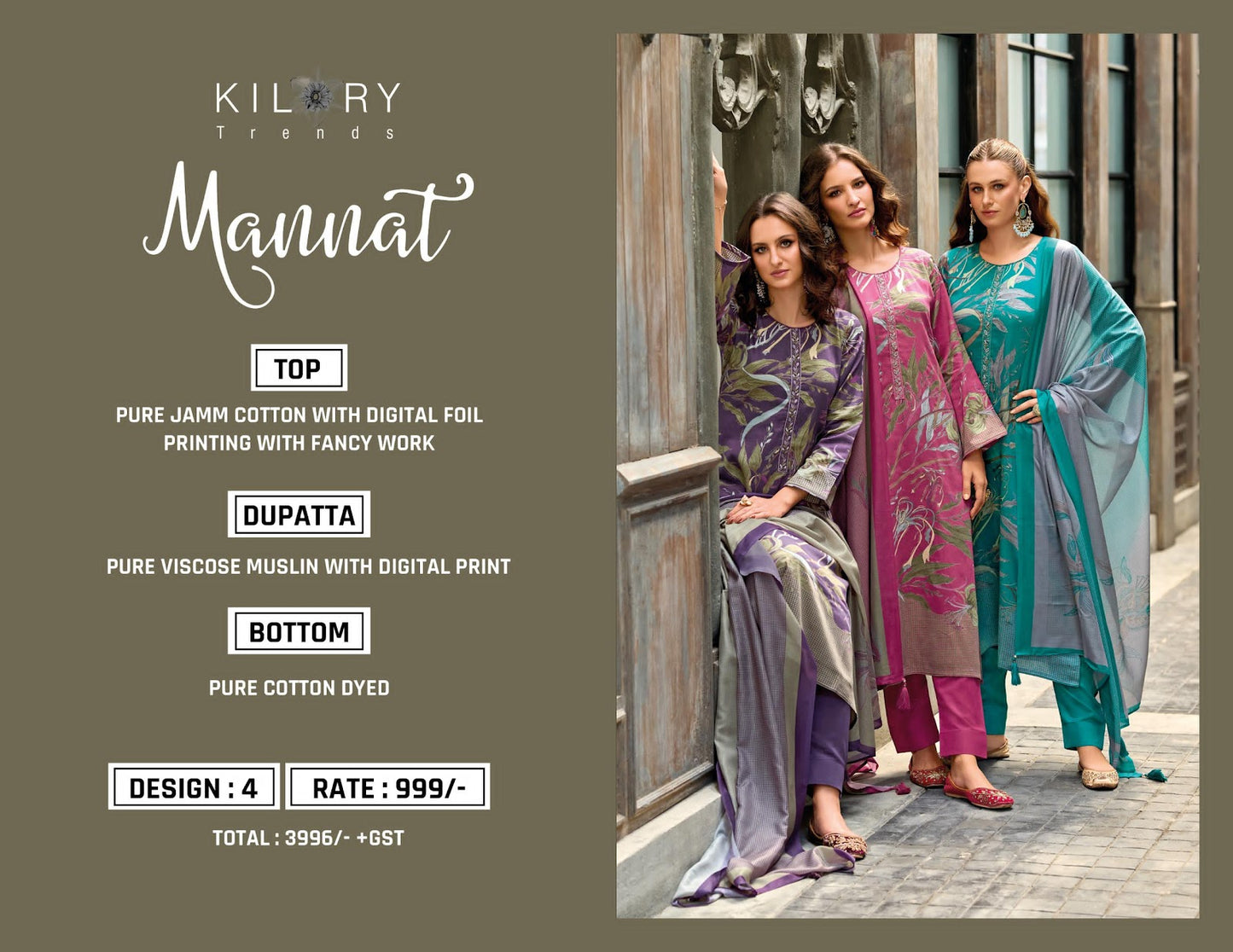 Mannat Kilory Jam Cotton Pant Style Suits Exporter Ahmedabad