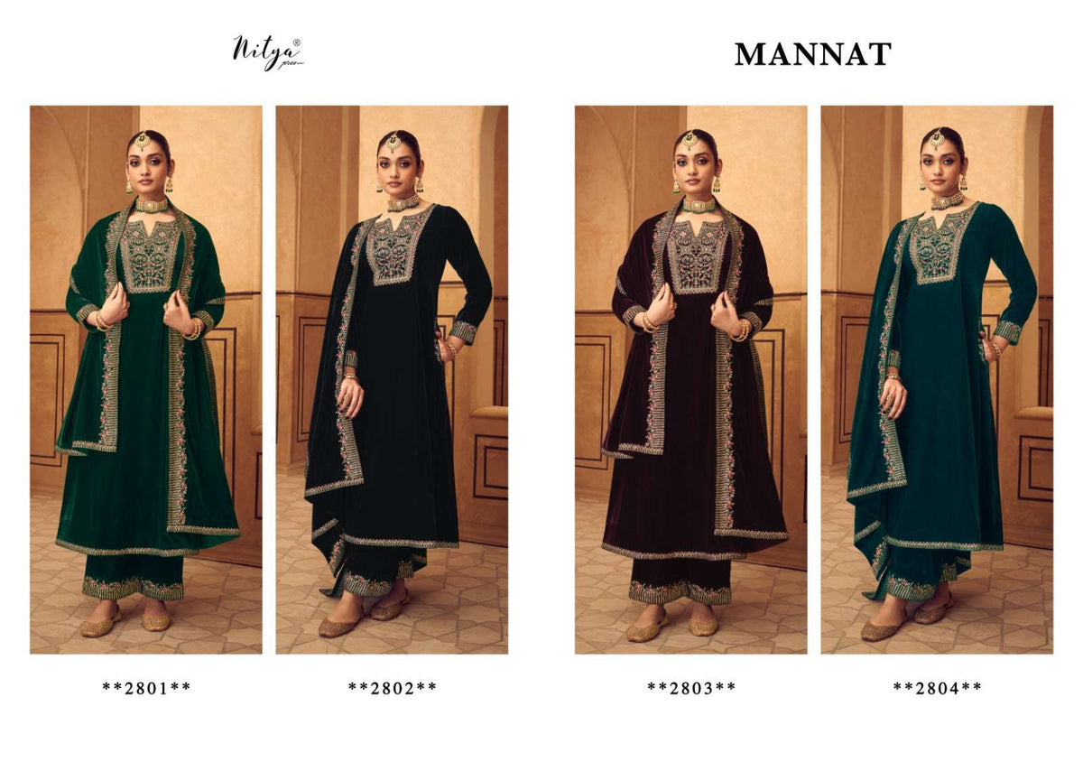 Mannat Lt Nitya Velvet Suits Exporter