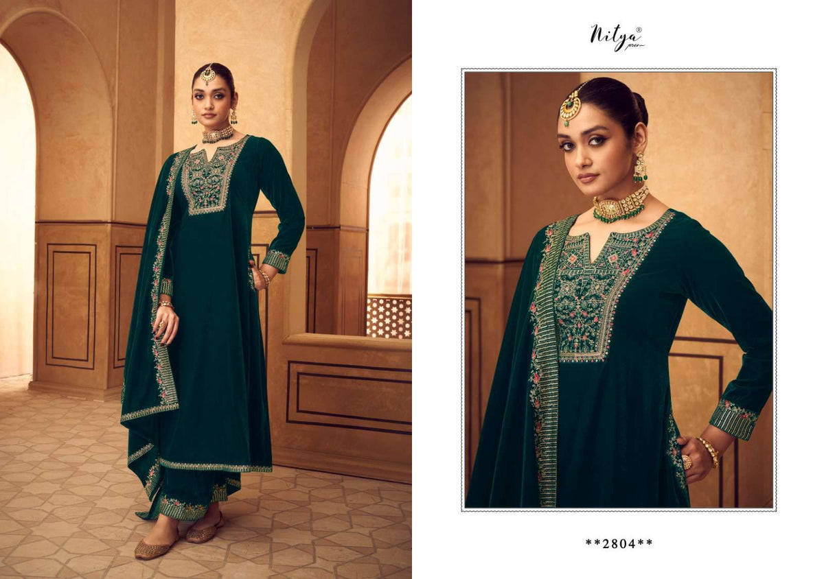Mannat Lt Nitya Velvet Suits Exporter