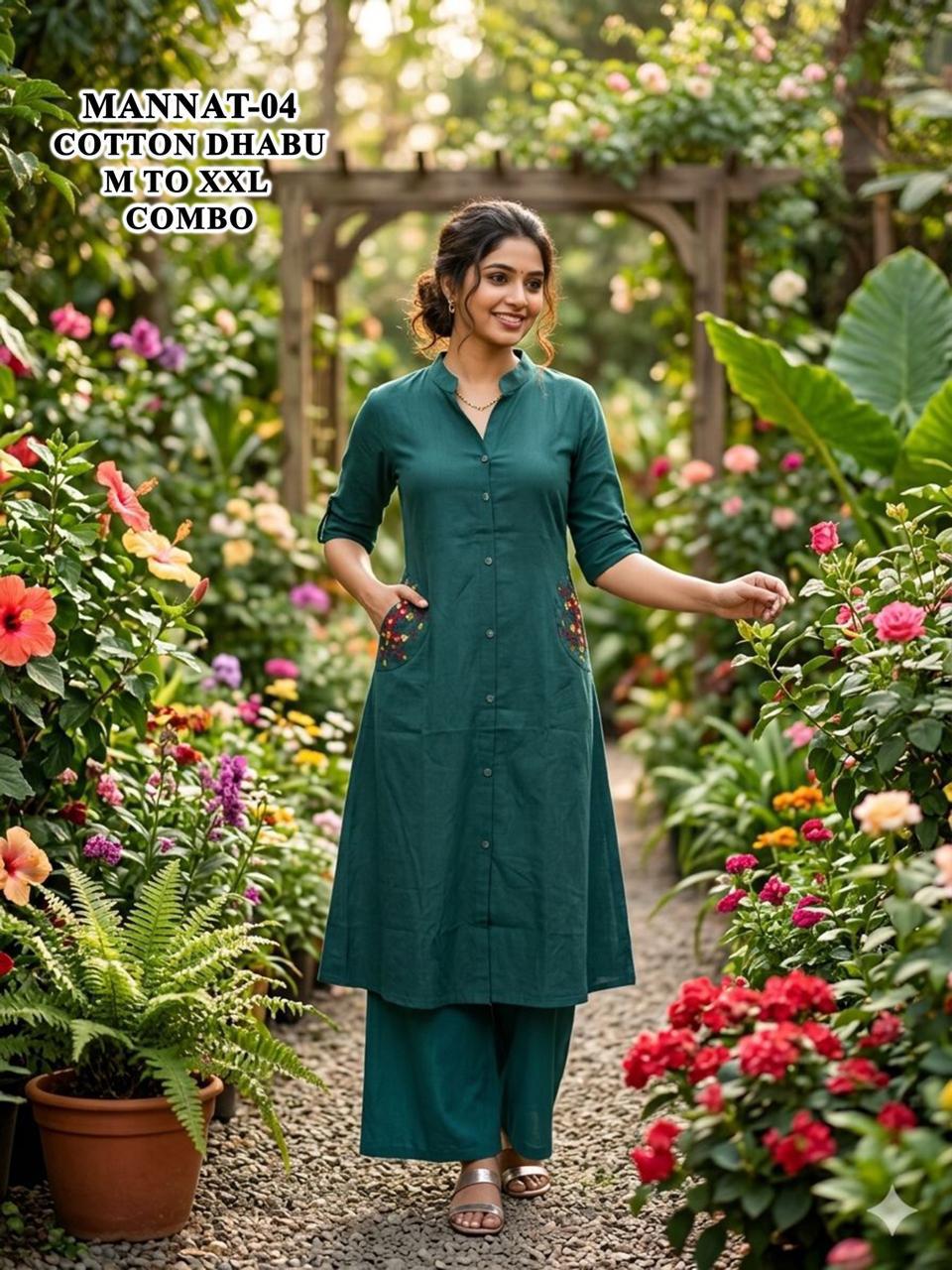 Mannat Malviken Cotton Kurti Plazzo Set Supplier Ahmedabad