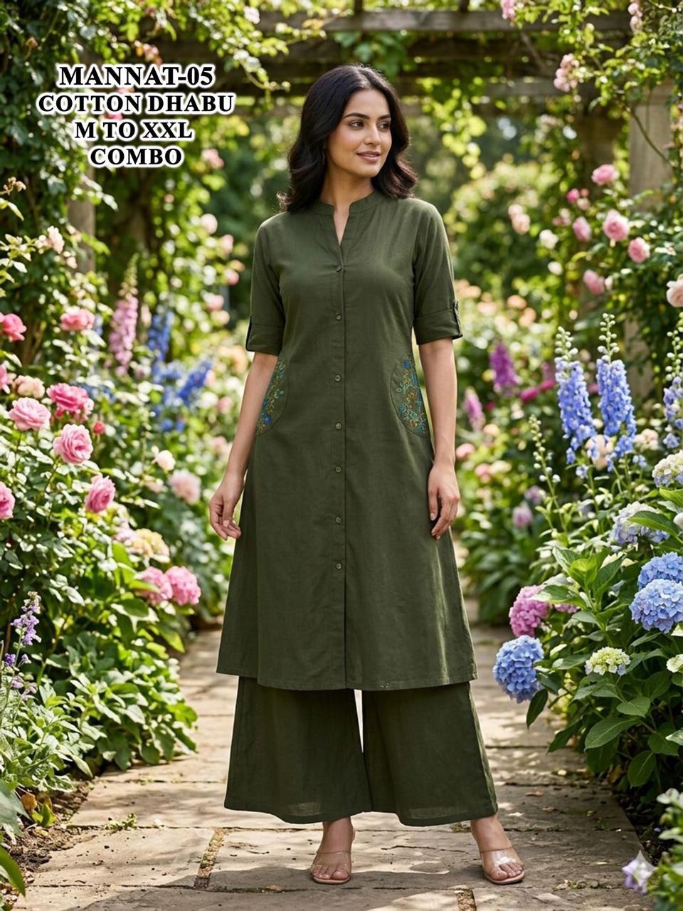 Mannat Malviken Cotton Kurti Plazzo Set Supplier Ahmedabad
