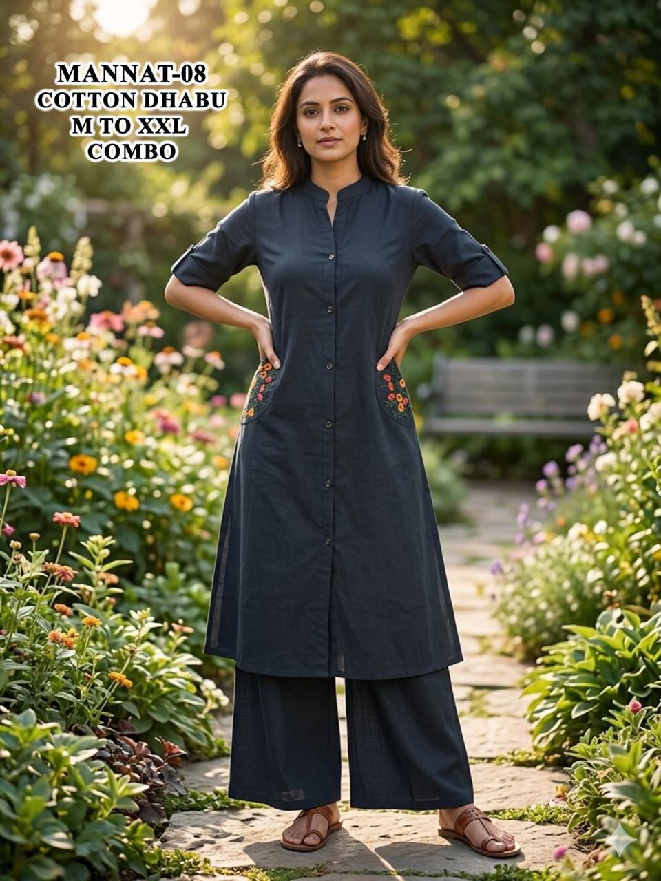 Mannat Malviken Cotton Kurti Plazzo Set Supplier Ahmedabad
