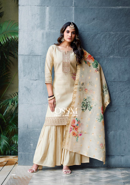 Mannat Ossm Roman Simmer Readymade Plazzo Style Suits Wholesale Rate