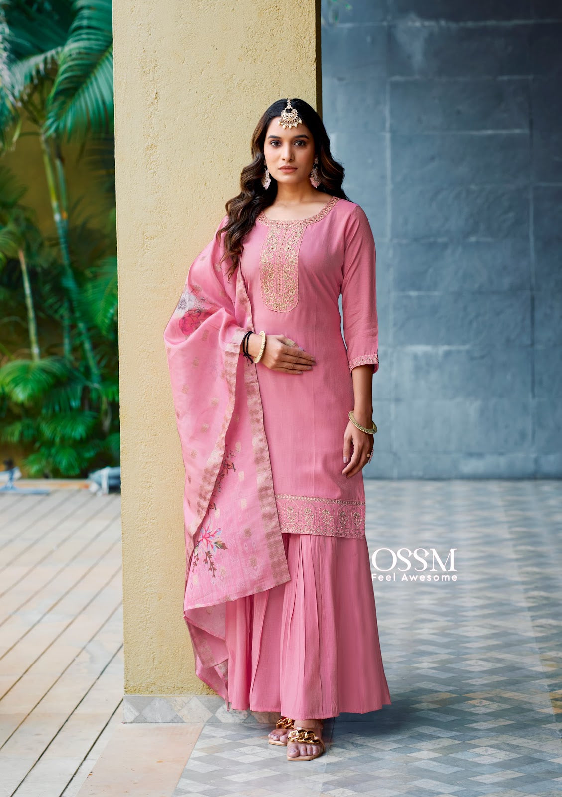 Mannat Ossm Roman Simmer Readymade Plazzo Style Suits Wholesale Rate