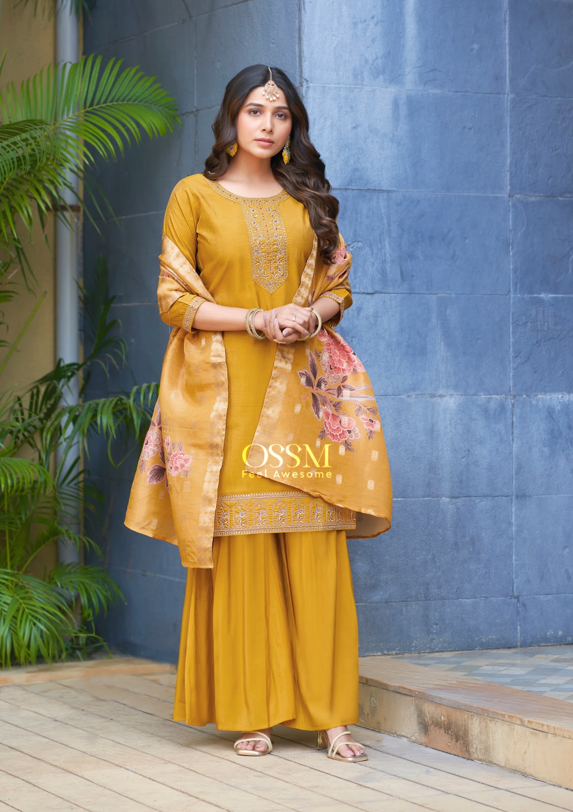 Mannat Ossm Roman Simmer Readymade Plazzo Style Suits Wholesale Rate