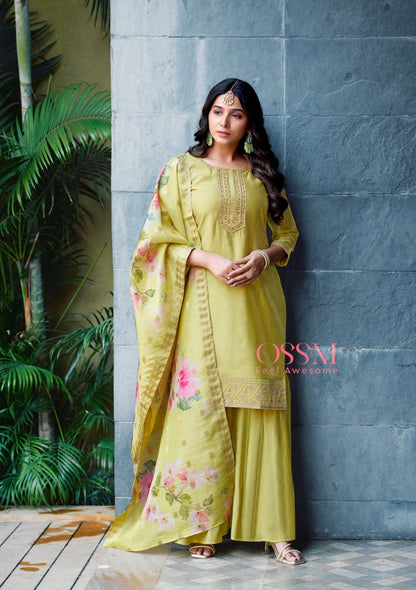 Mannat Ossm Roman Simmer Readymade Plazzo Style Suits Wholesale Rate