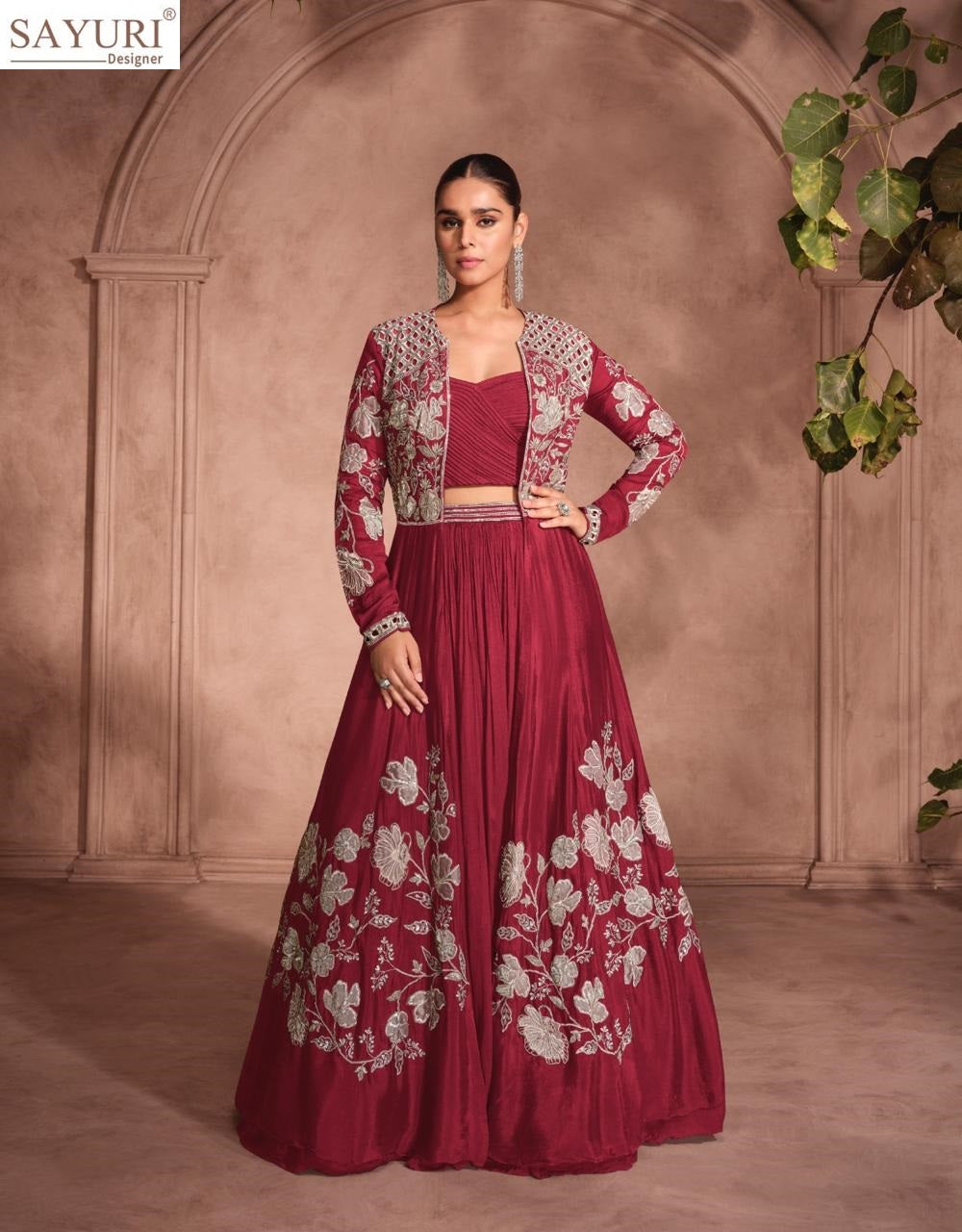 Mannat Sayuri Chinon Silk Indo Western Pair Exporter