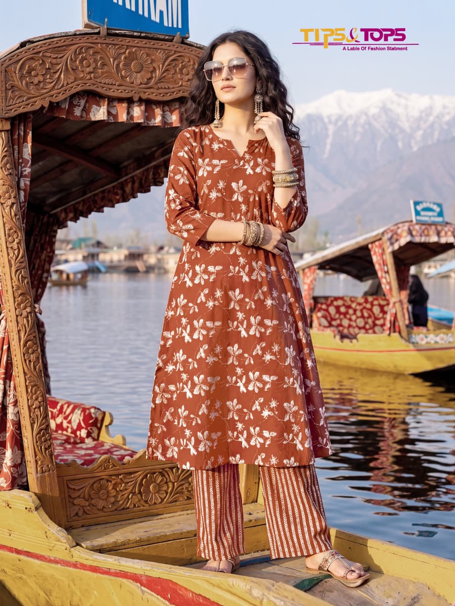 Mannat Tips Tops Reyon Kurti Plazzo Set Supplier