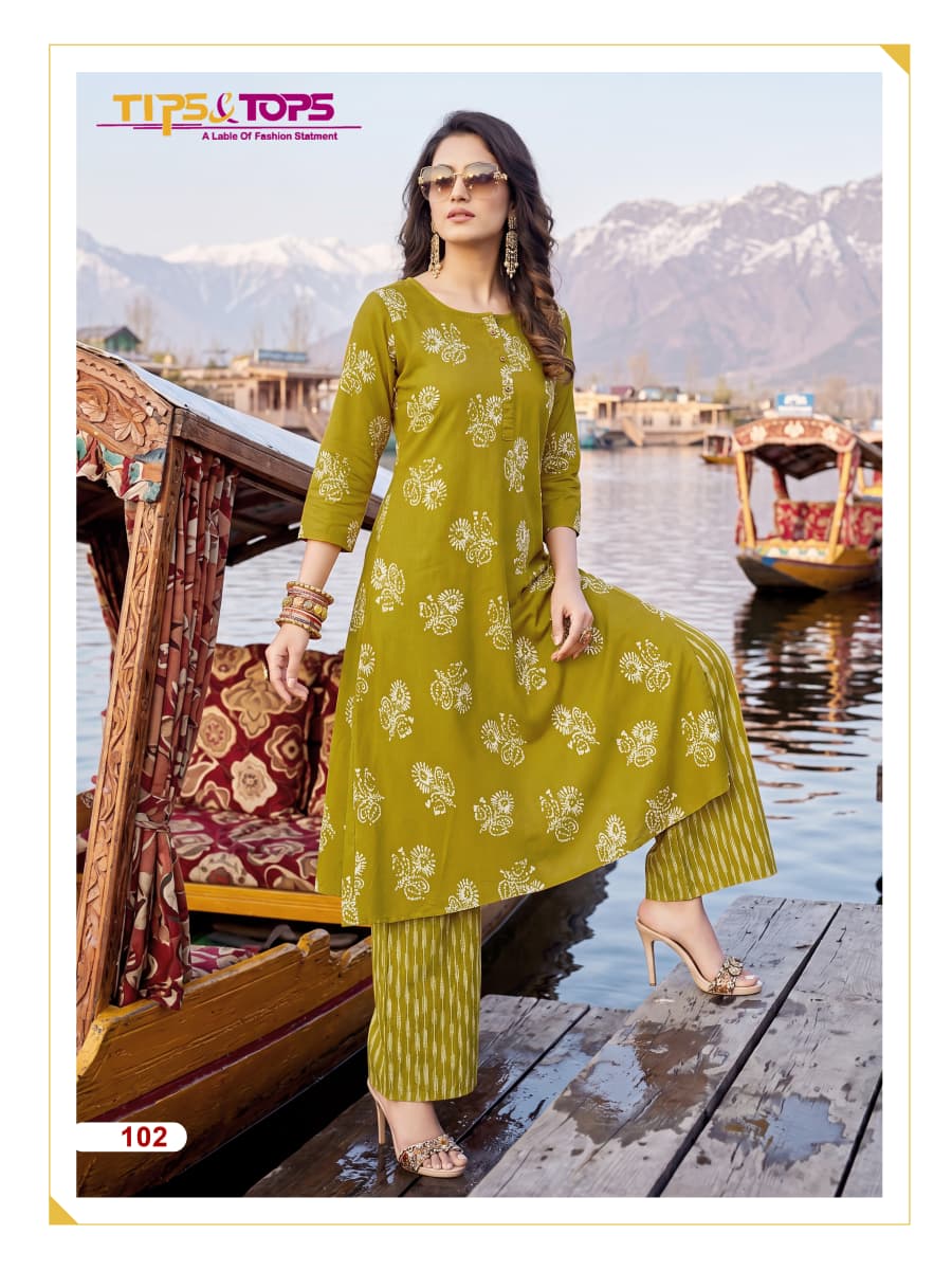 Mannat Tips Tops Reyon Kurti Plazzo Set Supplier