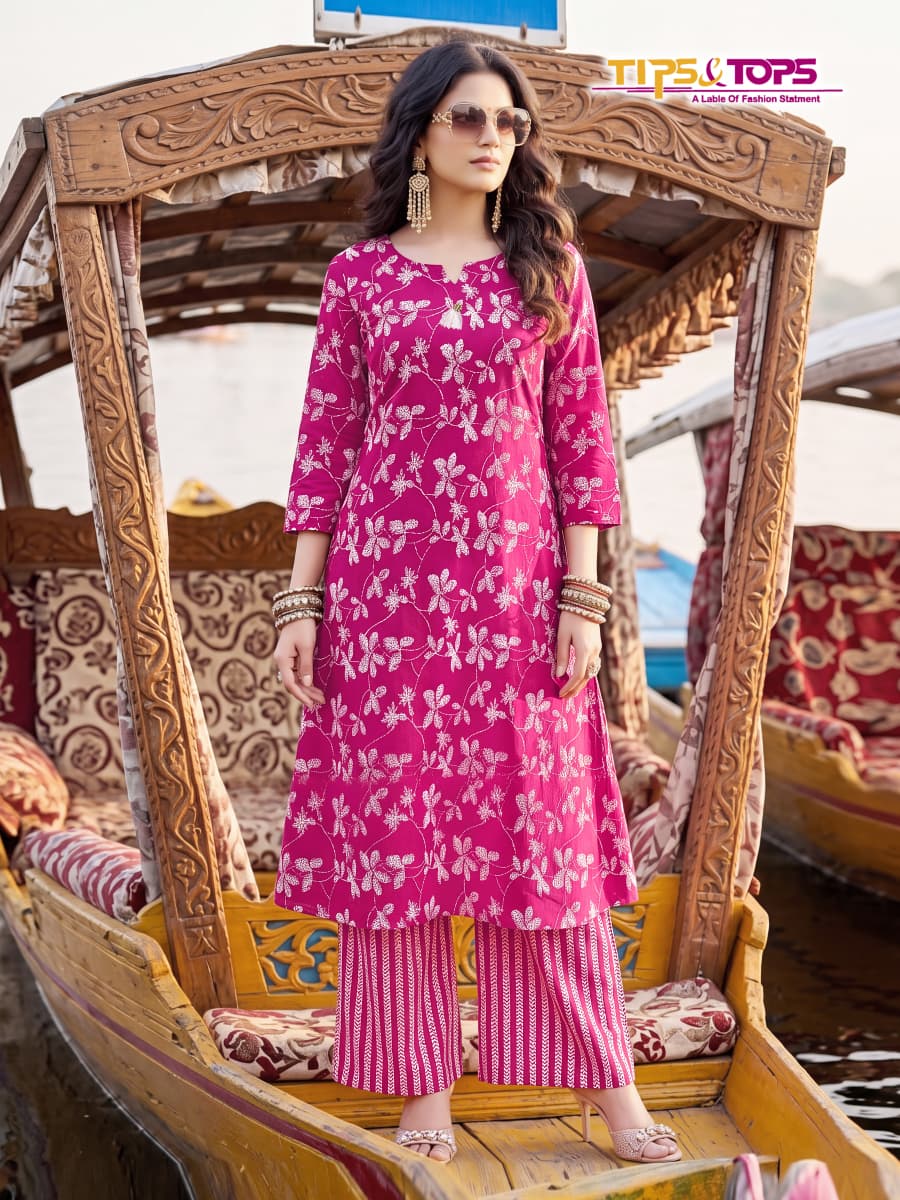 Mannat Tips Tops Reyon Kurti Plazzo Set Supplier