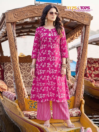 Mannat Tips Tops Reyon Kurti Plazzo Set Supplier