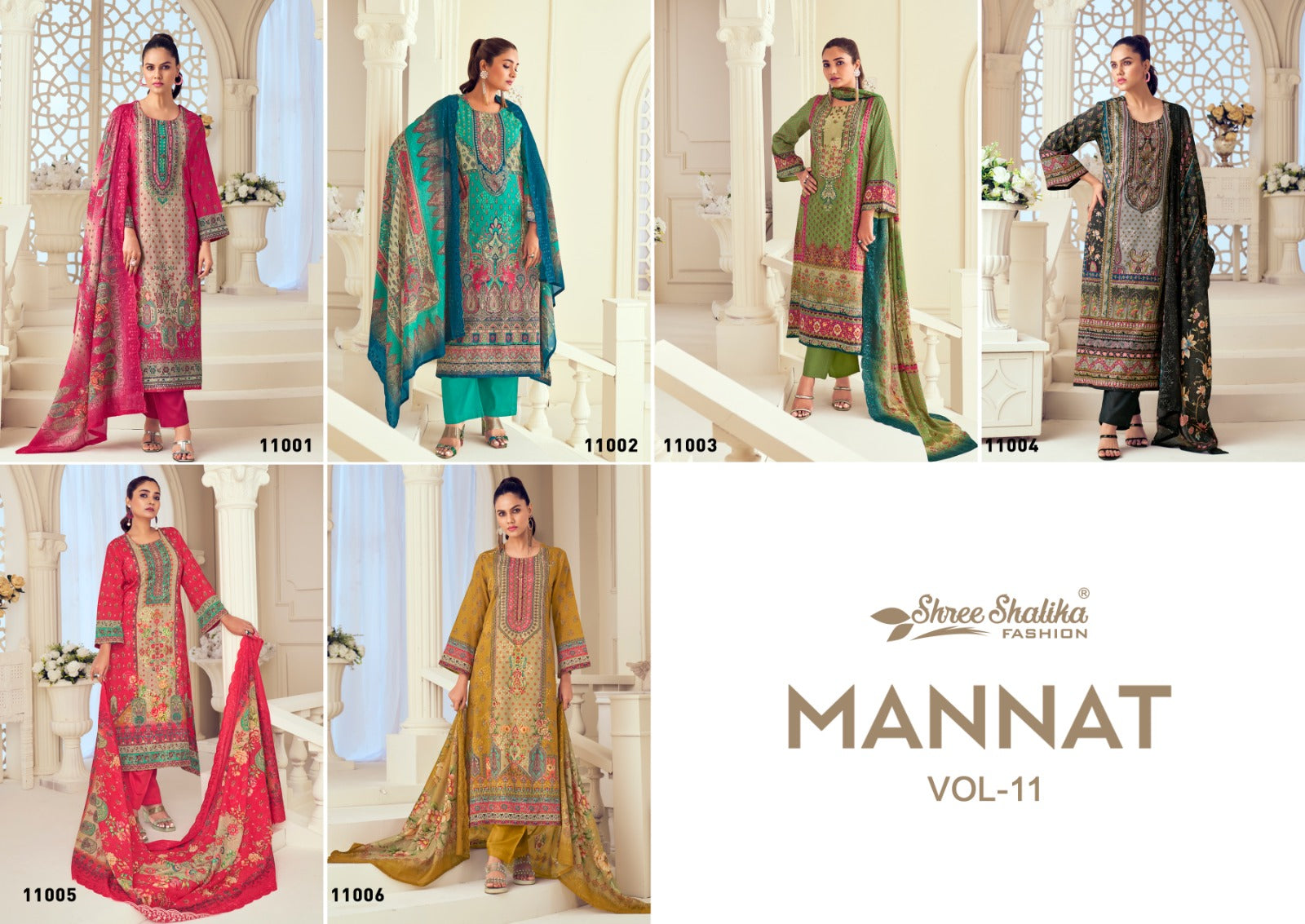Mannat Vol 11 Shree Shalika Fashion Cotton Lawn Karachi Salwar Suits Exporter Ahmedabad