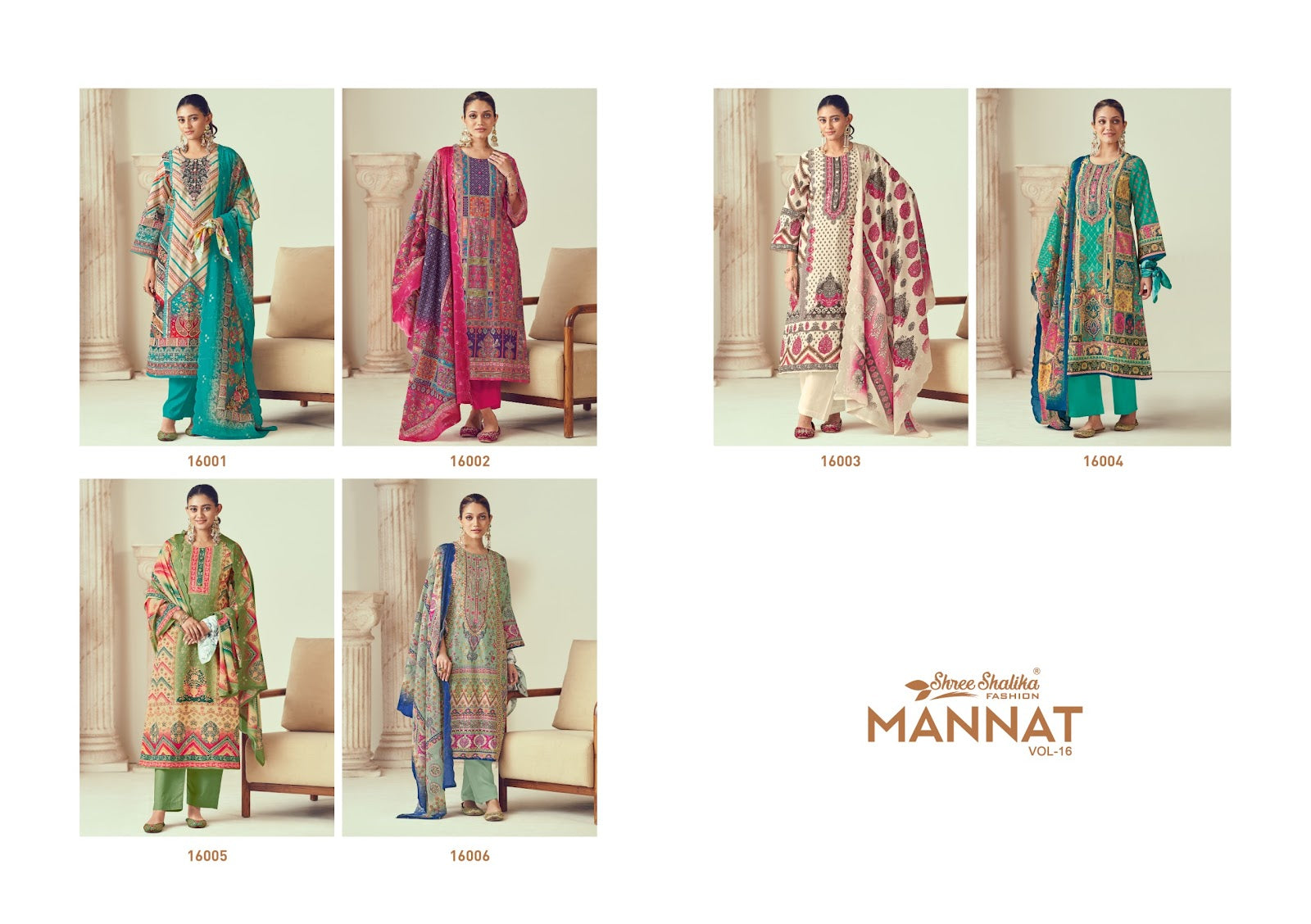 Mannat Vol 16 Shree Shalika Fashion Cotton Lawn Karachi Salwar Suits Exporter Gujarat
