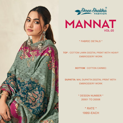 Mannat Vol 20 Shree Shalika Fashion Cotton Lawn Karachi Salwar Suits Manufacturer India