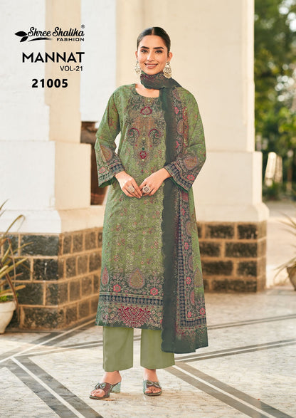 Mannat Vol 21 Shree Shalika Fashion Cotton Lawn Karachi Salwar Suits Exporter