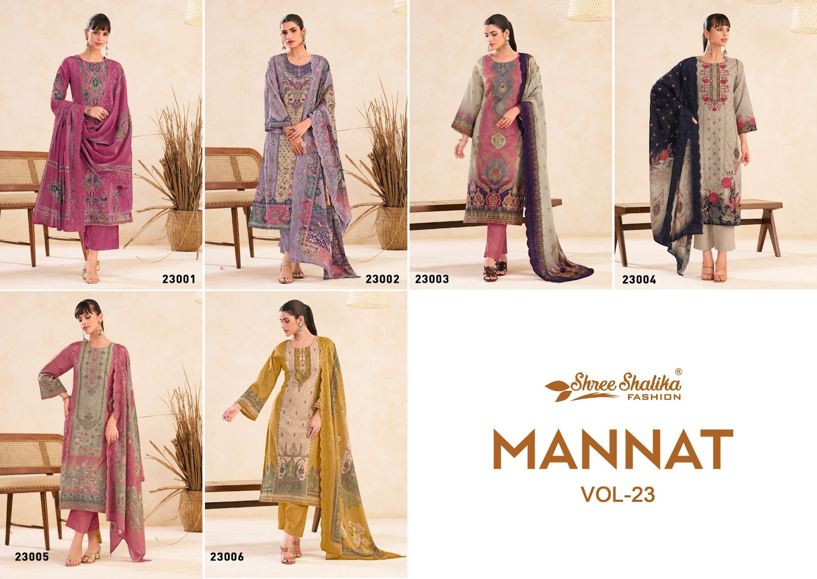 Mannat Vol 23 Shree Shalika Fashion Cotton Lawn Karachi Salwar Suits Wholesaler