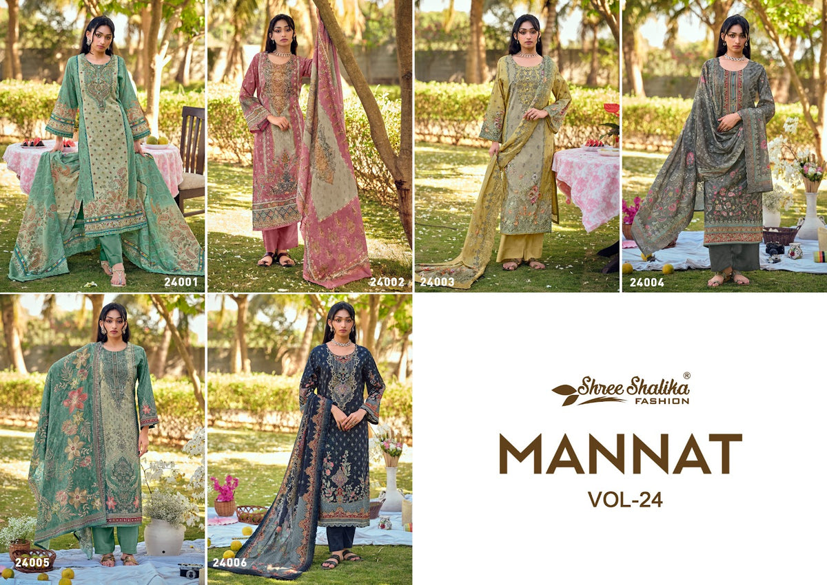Mannat Vol 24 Shree Shalika Fashion Cotton Lawn Karachi Salwar Suits Wholesale