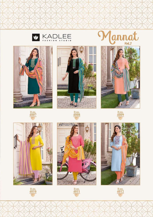 Mannat Vol 2 Kadlee Rayon Readymade Pant Style Suits