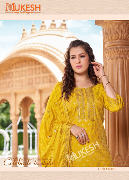 Mannat Vol 2 Mukesh Banwery Viscose Simmer Readymade Pant Style Suits Supplier Ahmedabad