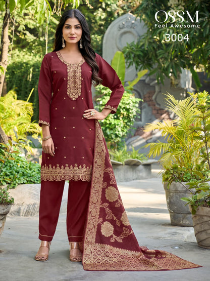Mannat Vol 3 Ossm Roman Silk Readymade Pant Style Suits Wholesaler Ahmedabad