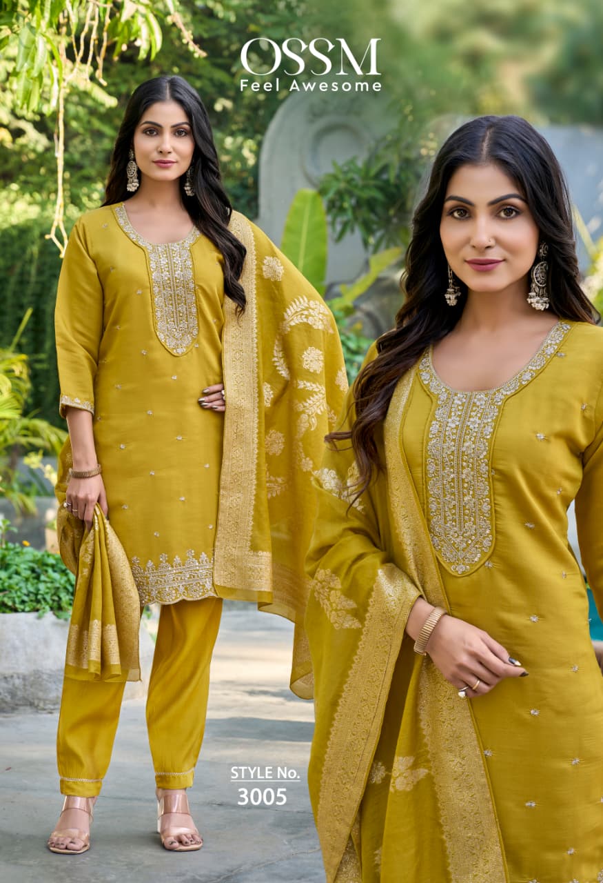 Mannat Vol 3 Ossm Roman Silk Readymade Pant Style Suits Wholesaler Ahmedabad