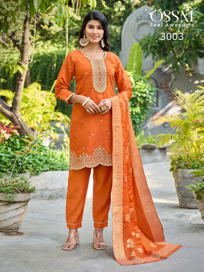 Mannat Vol 3 Ossm Roman Silk Readymade Pant Style Suits Wholesaler Ahmedabad