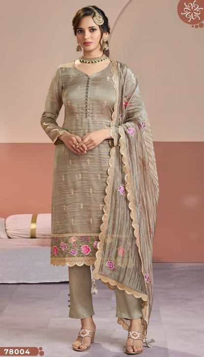 Manntraa Kuleesh Vinay Fashion Llp Gold Silk Pant Style Suits Exporter Ahmedabad