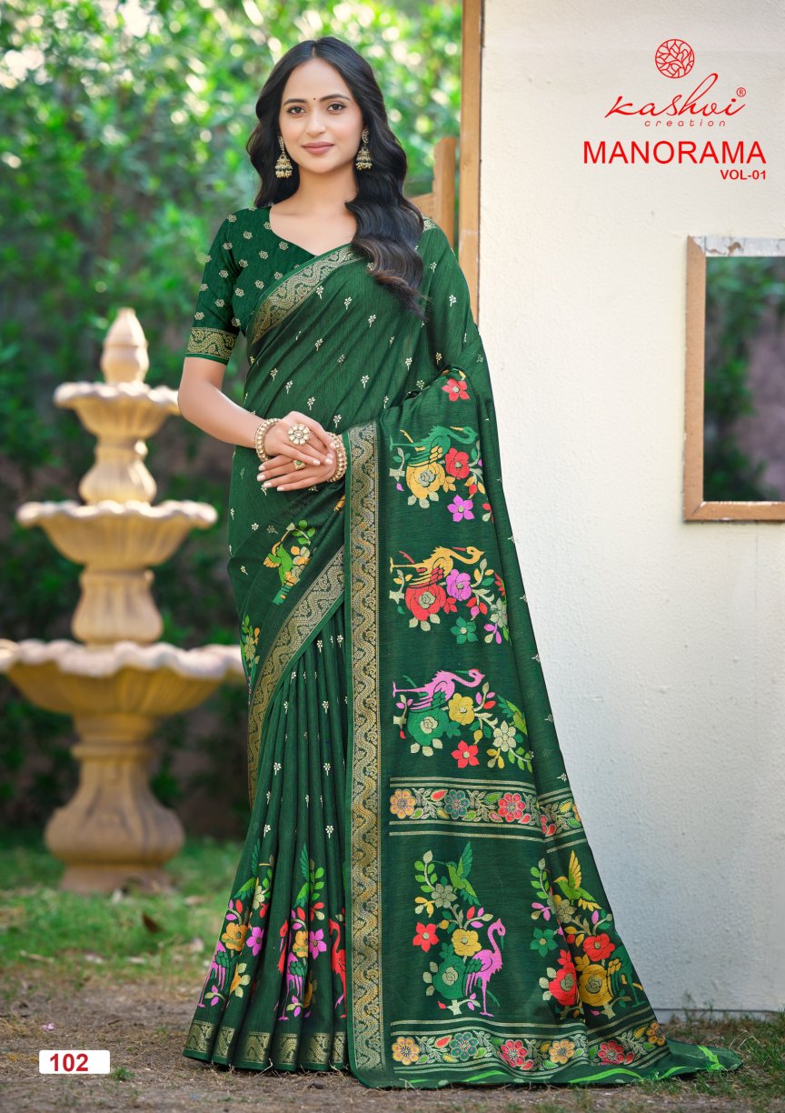 Manorama Vol 1 Kashvi Creation Dola Jacquard Sarees Wholesale Rate