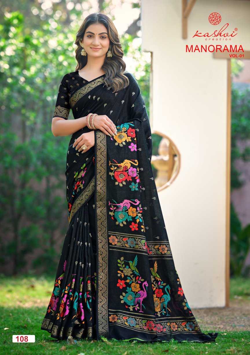 Manorama Vol 1 Kashvi Creation Dola Jacquard Sarees Wholesale Rate