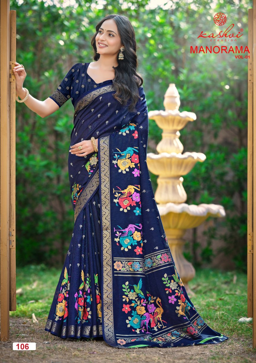 Manorama Vol 1 Kashvi Creation Dola Jacquard Sarees Wholesale Rate