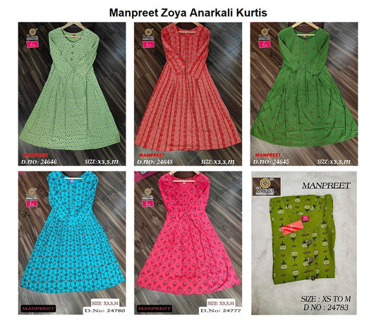 Manpreet Zoya Liva Rayon Anarkali Kurtis Manufacturer Gujarat