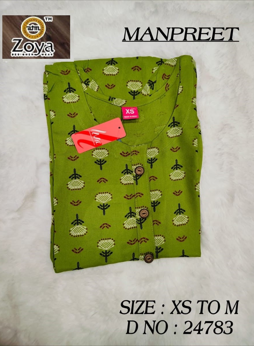 Manpreet Zoya Liva Rayon Anarkali Kurtis Manufacturer Gujarat