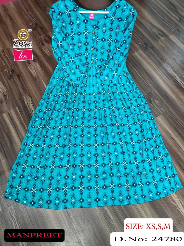 Manpreet Zoya Liva Rayon Anarkali Kurtis Manufacturer Gujarat