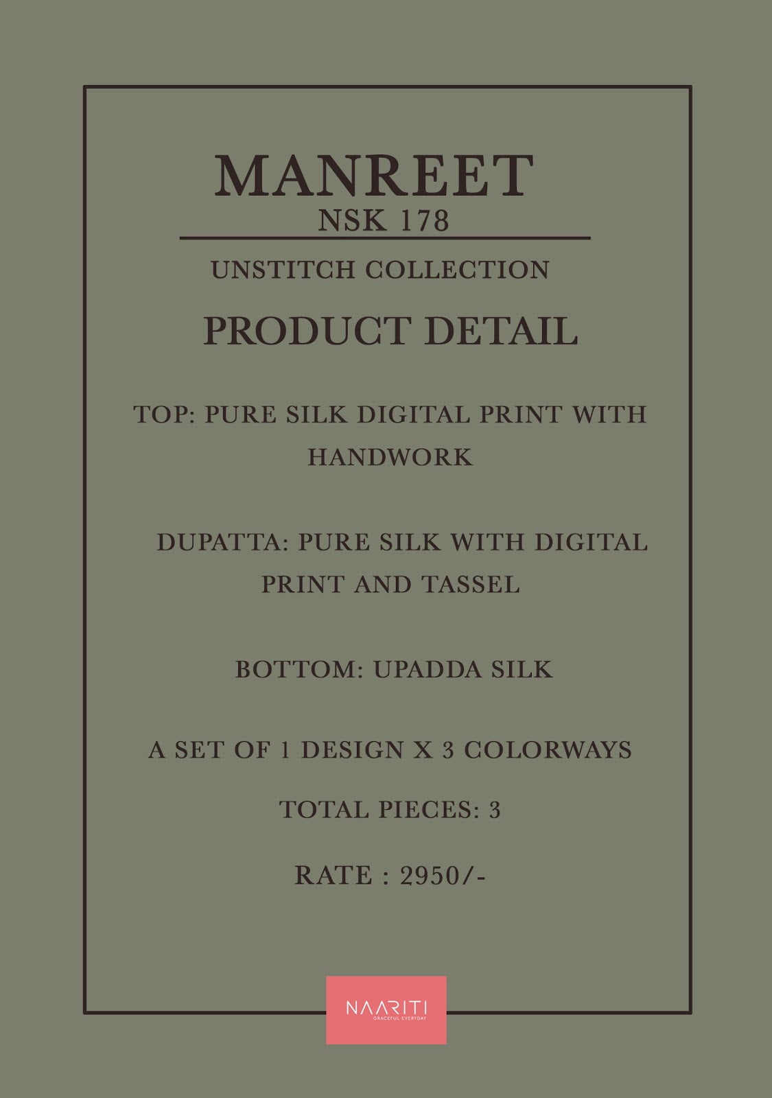 Manreet 178 Naariti Silk Pant Style Suits Exporter Gujarat