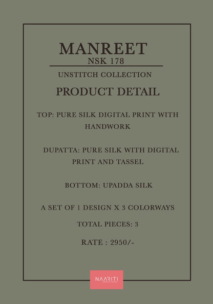 Manreet 178 Naariti Silk Pant Style Suits Exporter Gujarat