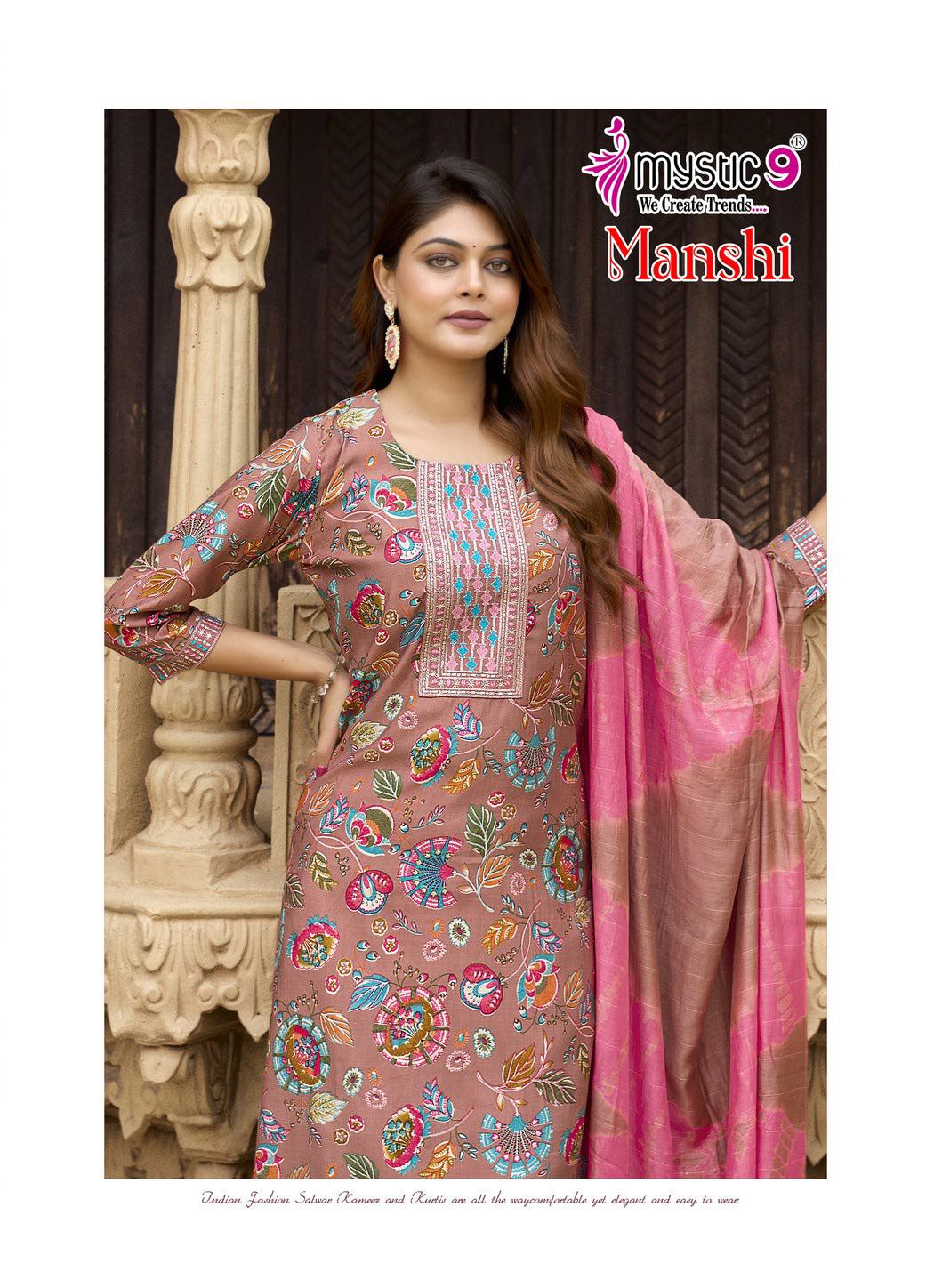 Manshi Vol 1 Mystic 9 Roman Silk Readymade Pant Style Suits Exporter