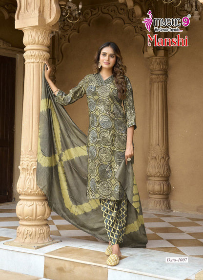 Manshi Vol 1 Mystic 9 Roman Silk Readymade Pant Style Suits Exporter