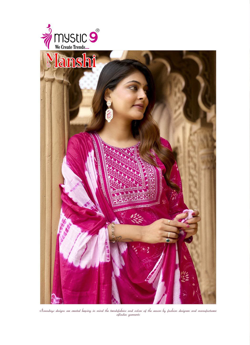 Manshi Vol 1 Mystic 9 Roman Silk Readymade Pant Style Suits Exporter