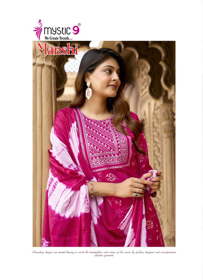 Manshi Vol 1 Mystic 9 Roman Silk Readymade Pant Style Suits Exporter