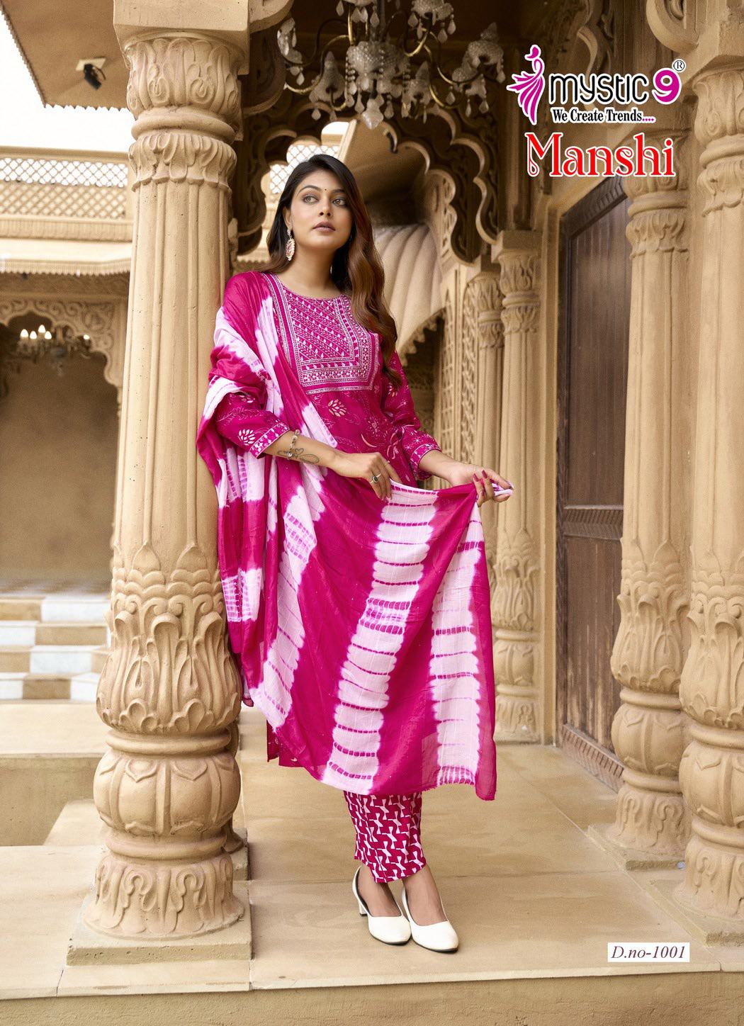 Manshi Vol 1 Mystic 9 Roman Silk Readymade Pant Style Suits Exporter