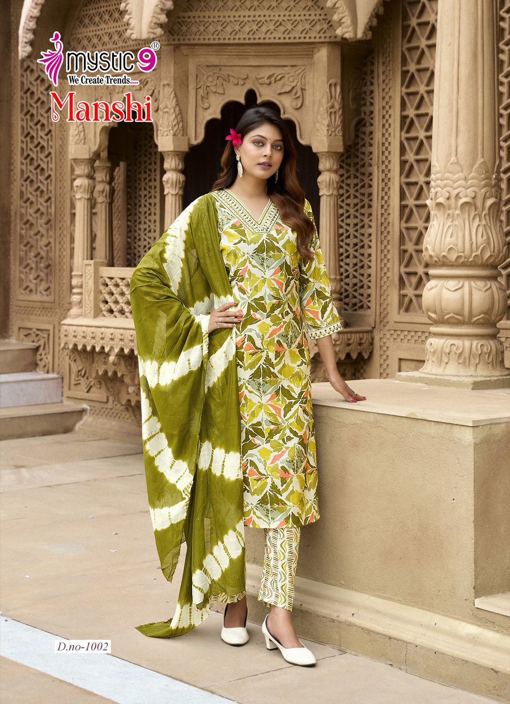 Manshi Vol 1 Mystic 9 Roman Silk Readymade Pant Style Suits Exporter