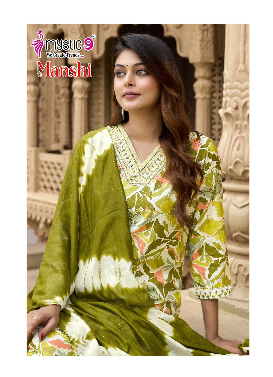 Manshi Vol 1 Mystic 9 Roman Silk Readymade Pant Style Suits Exporter