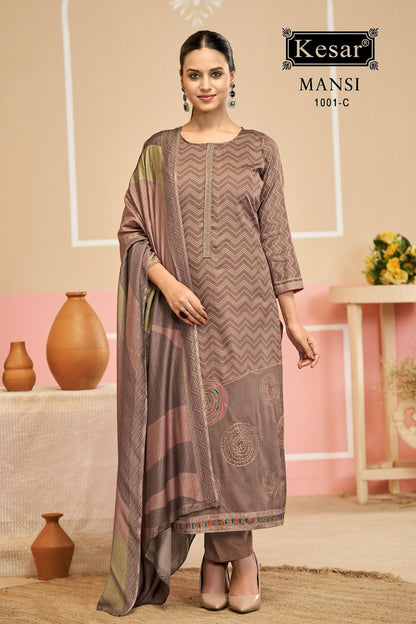 Mansi 1001 Kesar Jam Satin Pant Style Suits Wholesaler India