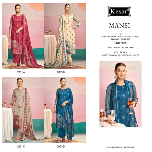 Mansi 2001 Kesar Jam Satin Pant Style Suits Exporter India