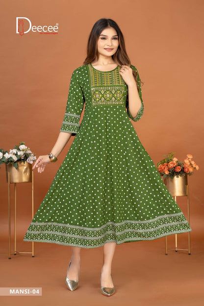 Mansi Deecee Rayon Anarkali Kurtis Exporter Gujarat